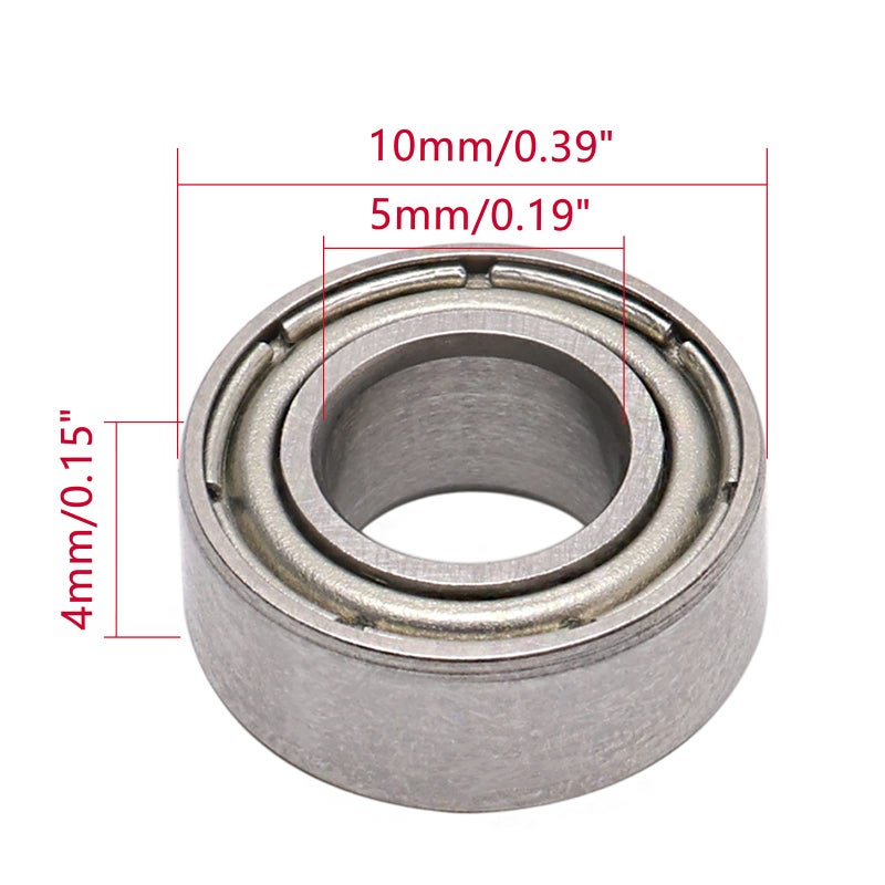 JIUWU 5x10x4mm Miniature Deep Groove Ball Bearing Skateboard Bearings MR105ZZ L-1050ZZ Pack of 10 - Image 2